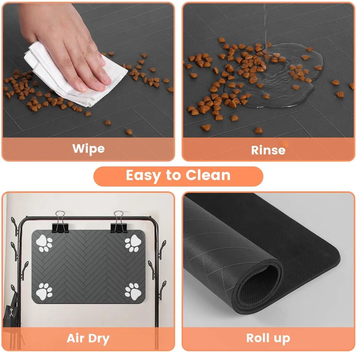 Pet Feeding Mat-Absorbent for Food and Water Bow