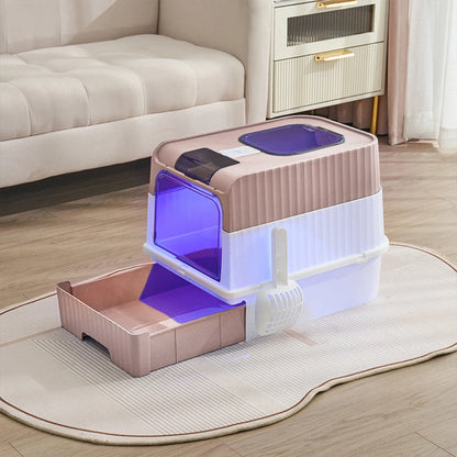 Fully Enclosed Cat Litter Box with UV Sterilization