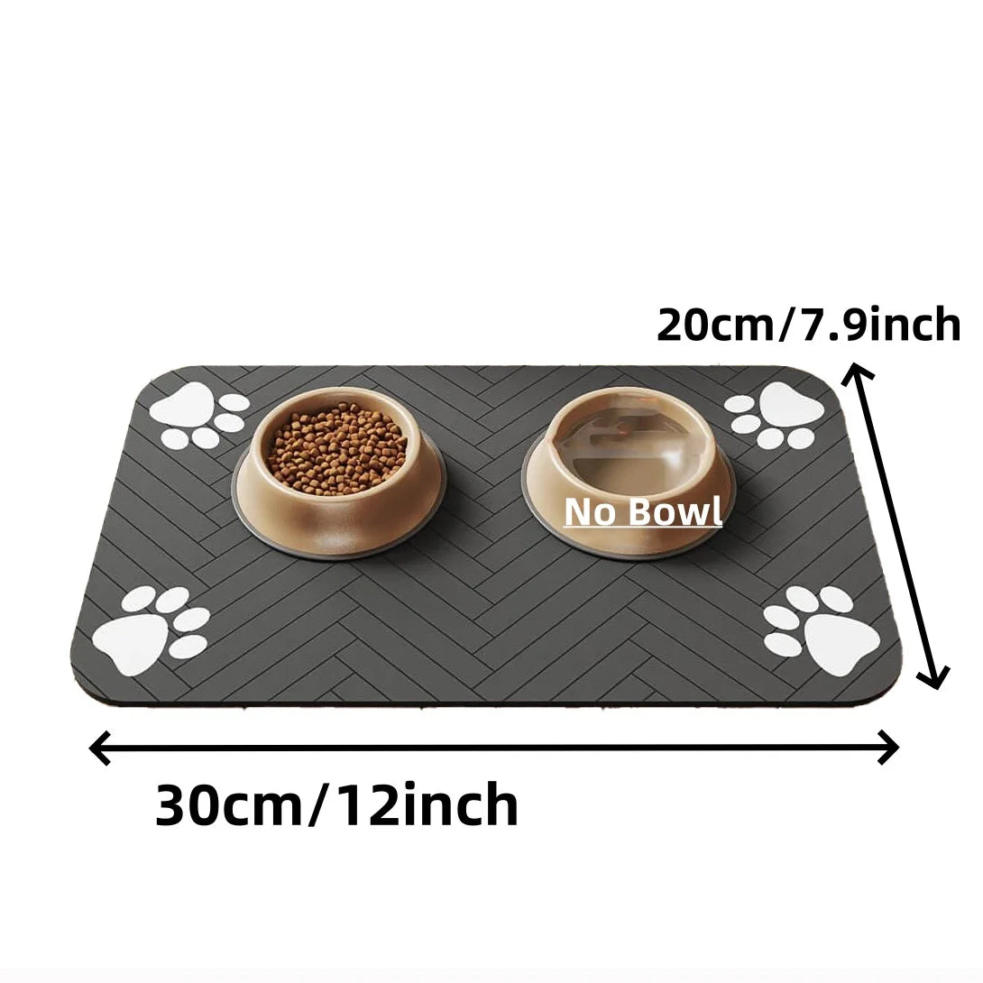 Pet Feeding Mat-Absorbent for Food and Water Bow