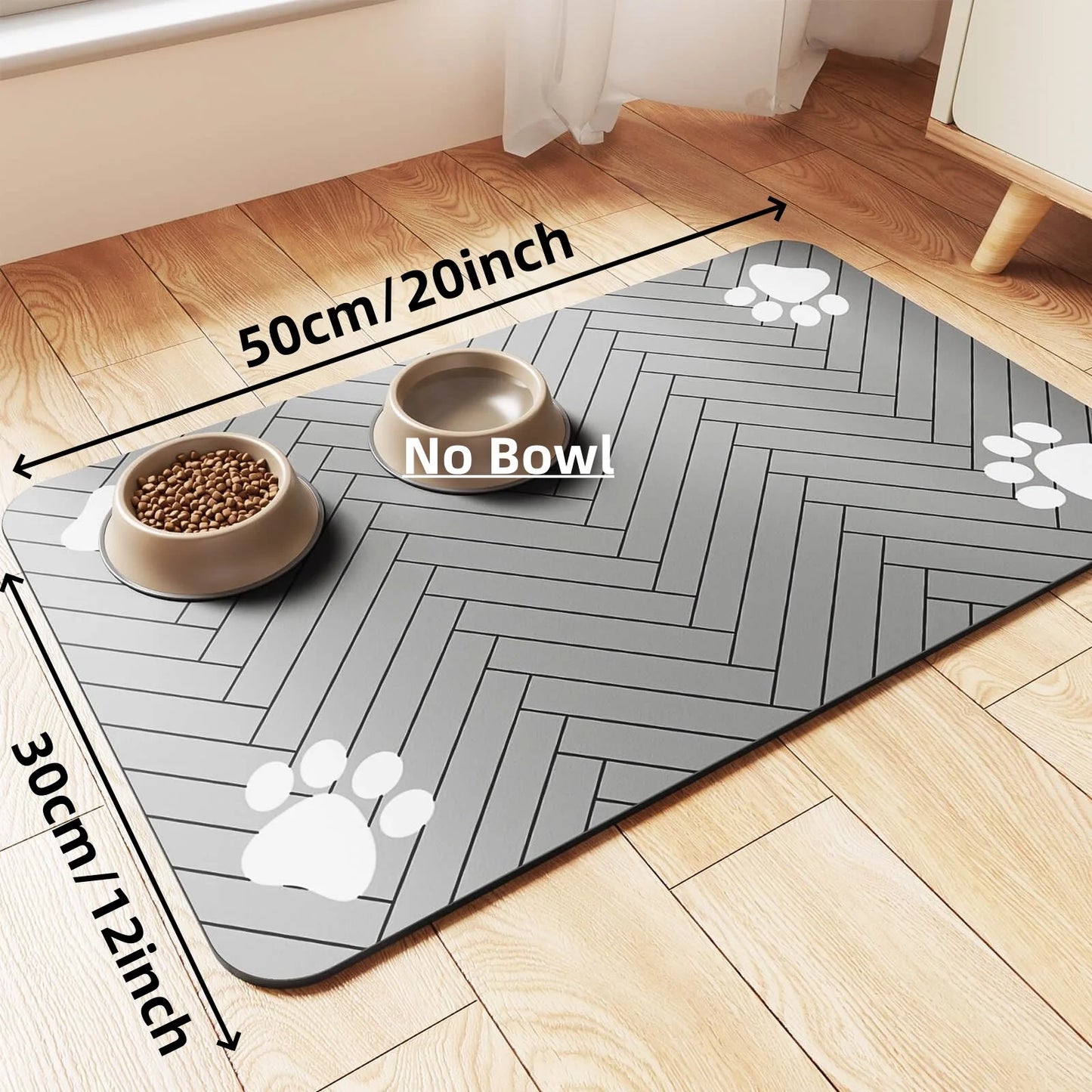 Pet Feeding Mat-Absorbent for Food and Water Bow