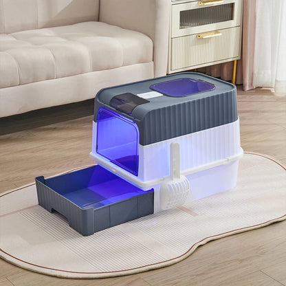 Fully Enclosed Cat Litter Box with UV Sterilization